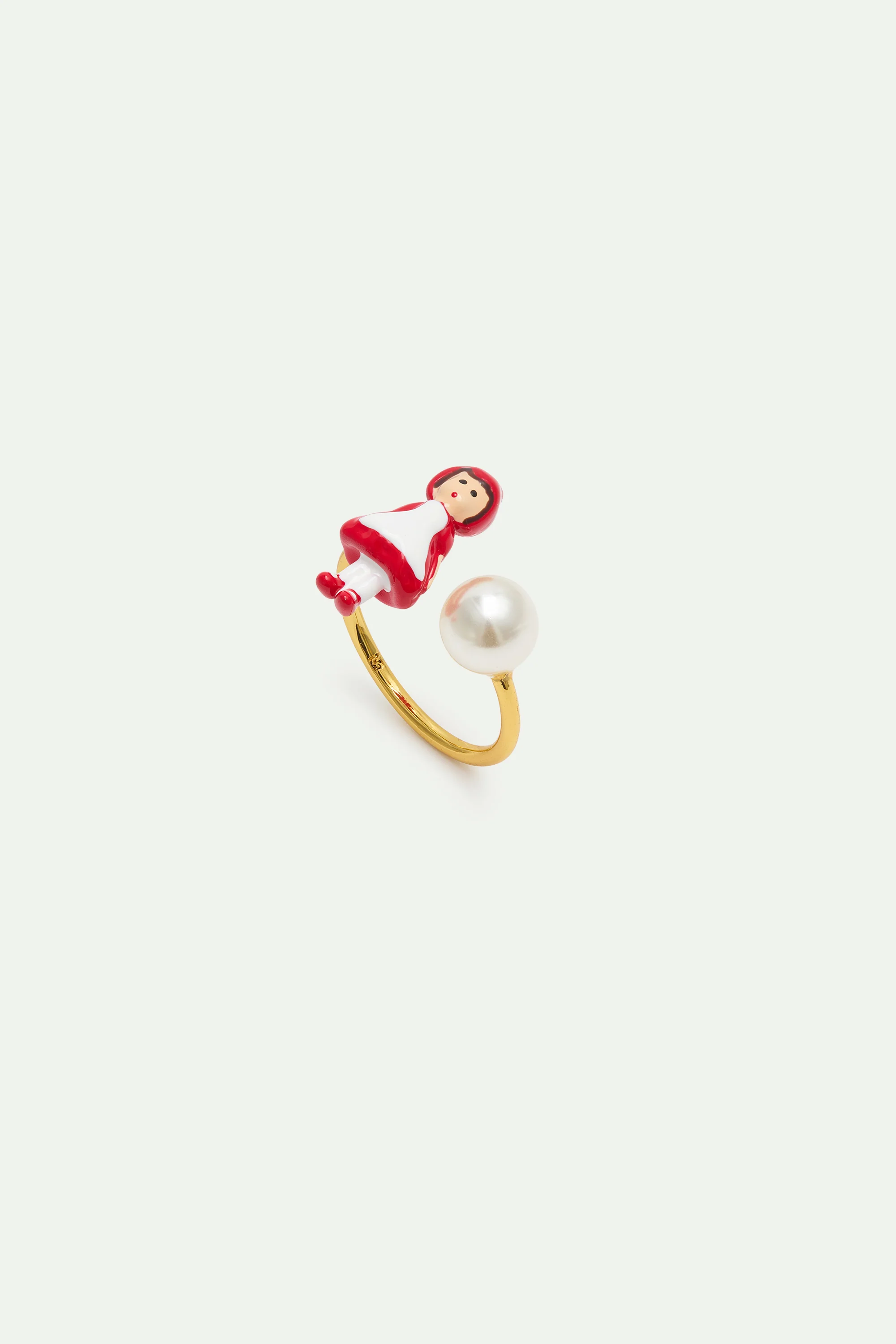 Bague ajustable Chaperon Rouge et perle fantaisie
