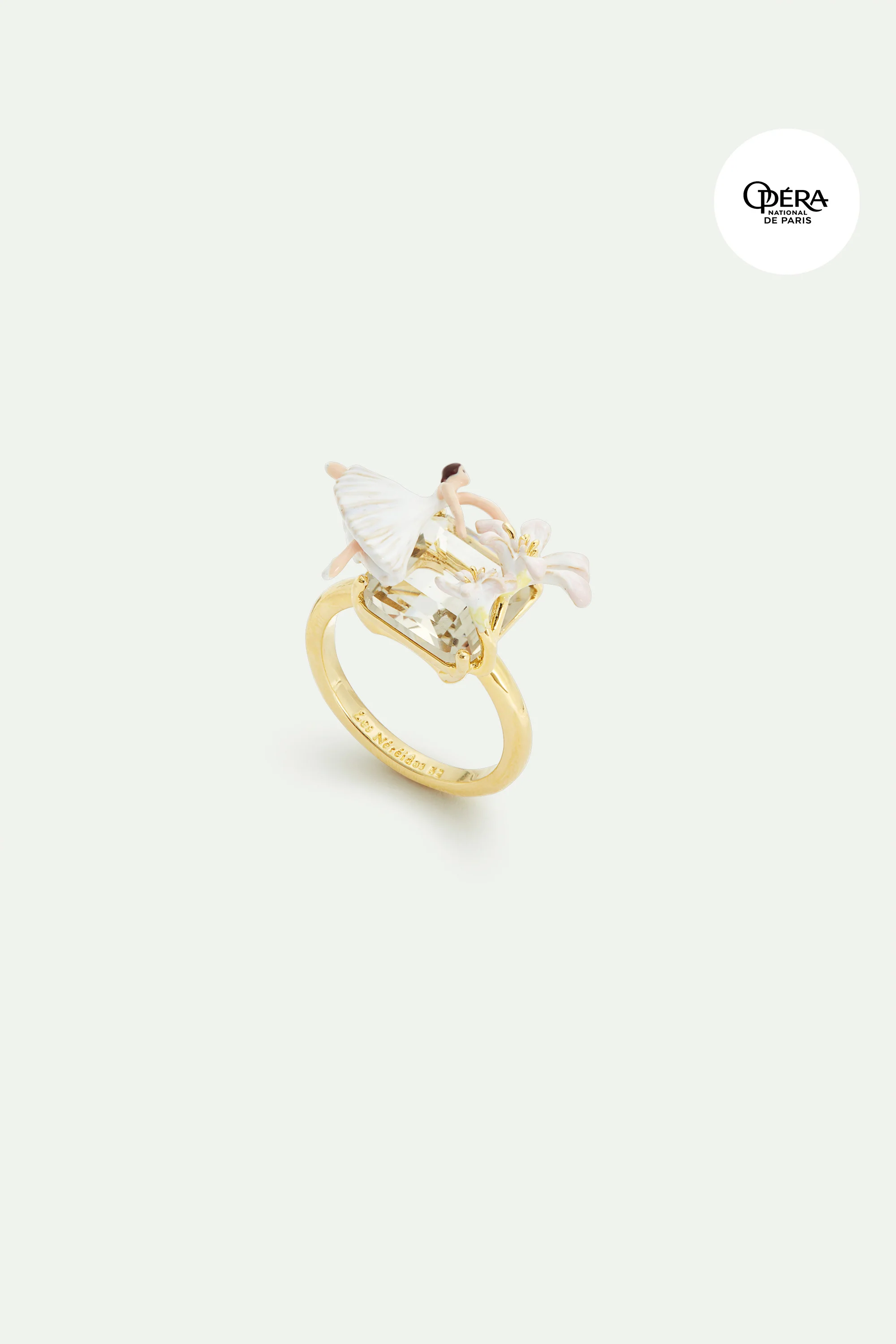 Bague Ballerine, Fleur de Lys et pierre facettée