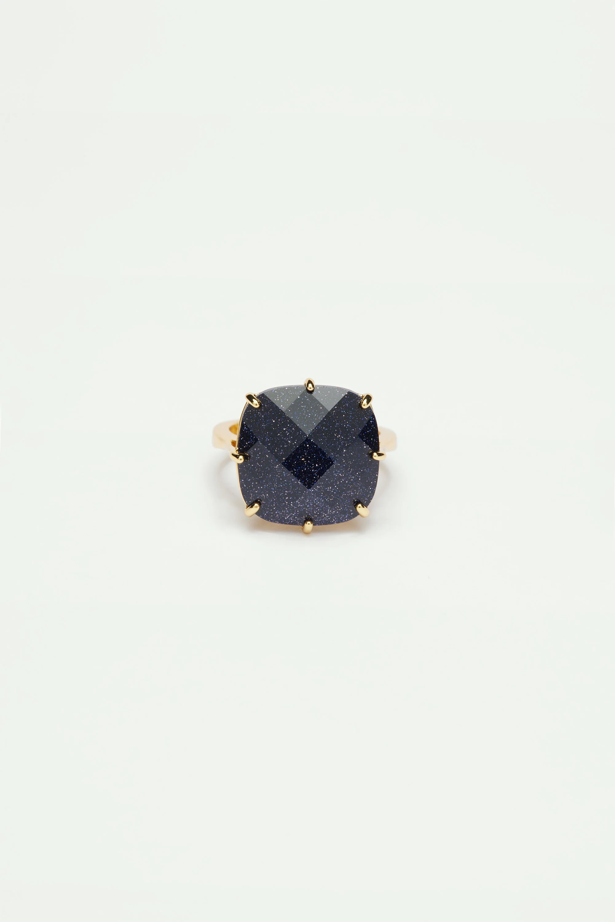Bague solitaire pierre carré la diamantine bleu nuit pailleté - Image 4