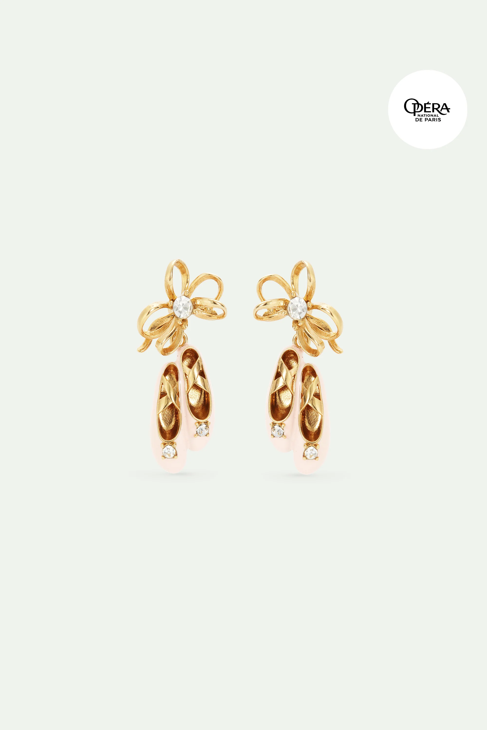 Boucles d'oreilles chausson rose et ruban doré