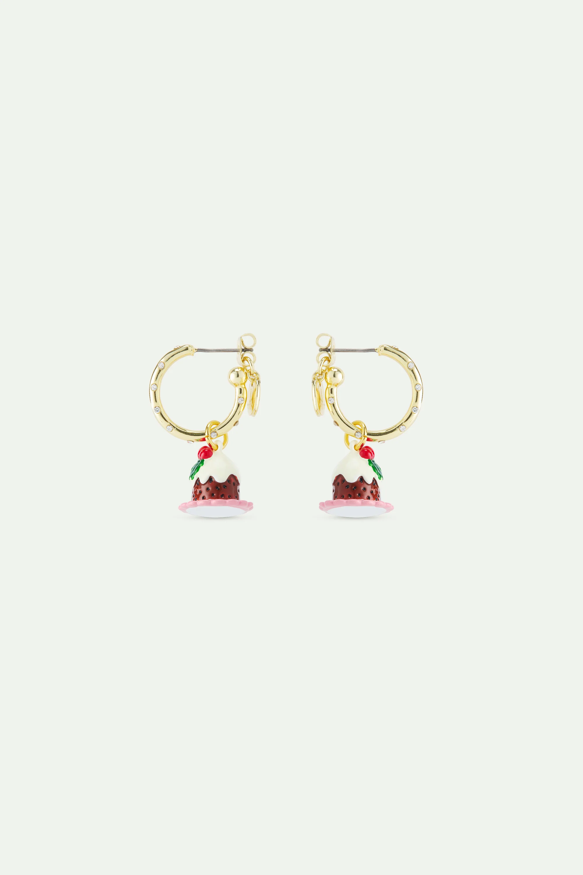 Boucles d'oreilles créoles strass blancs et charm's pudding