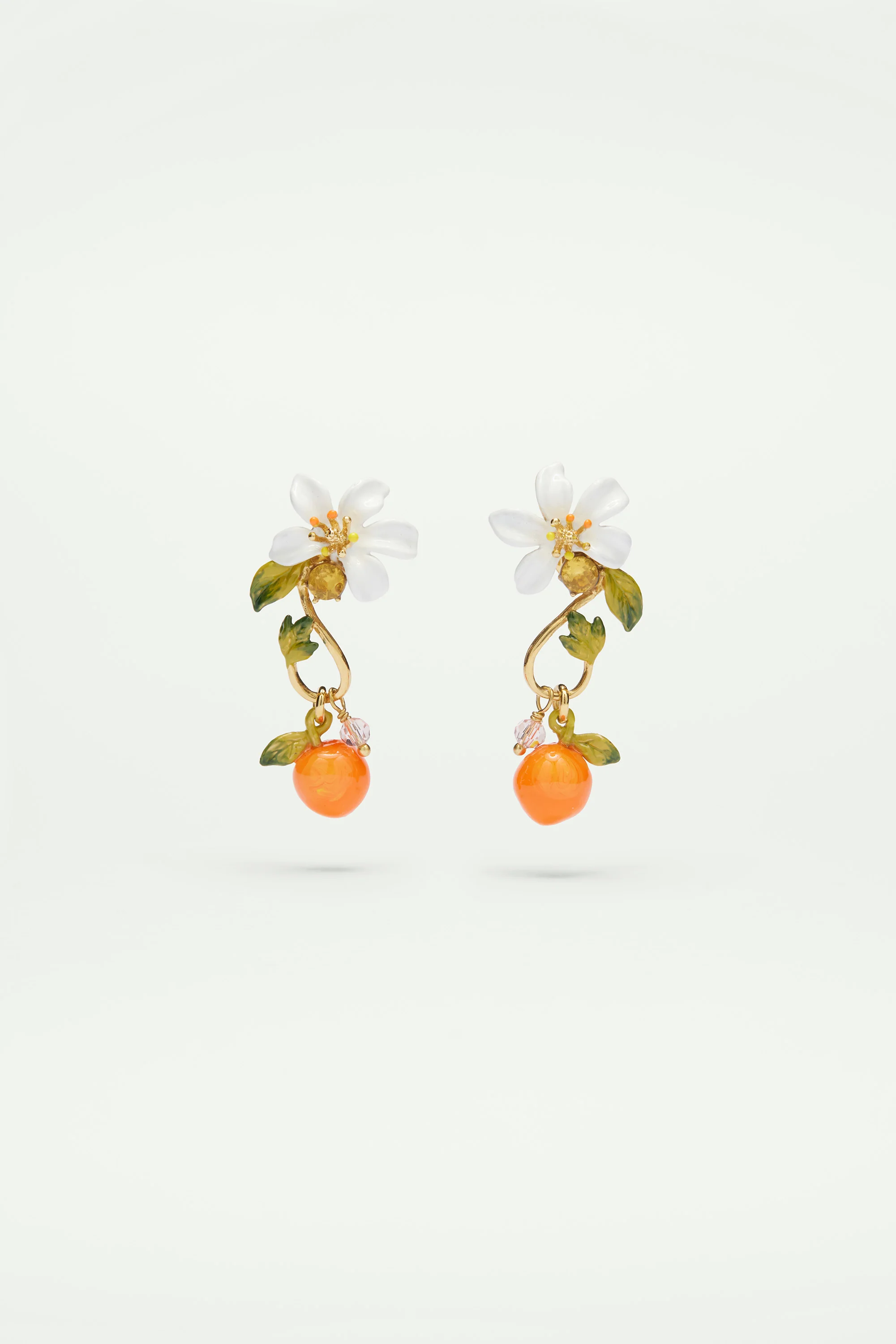 Boucles d'oreilles effet baroque orange et fleur d'orange