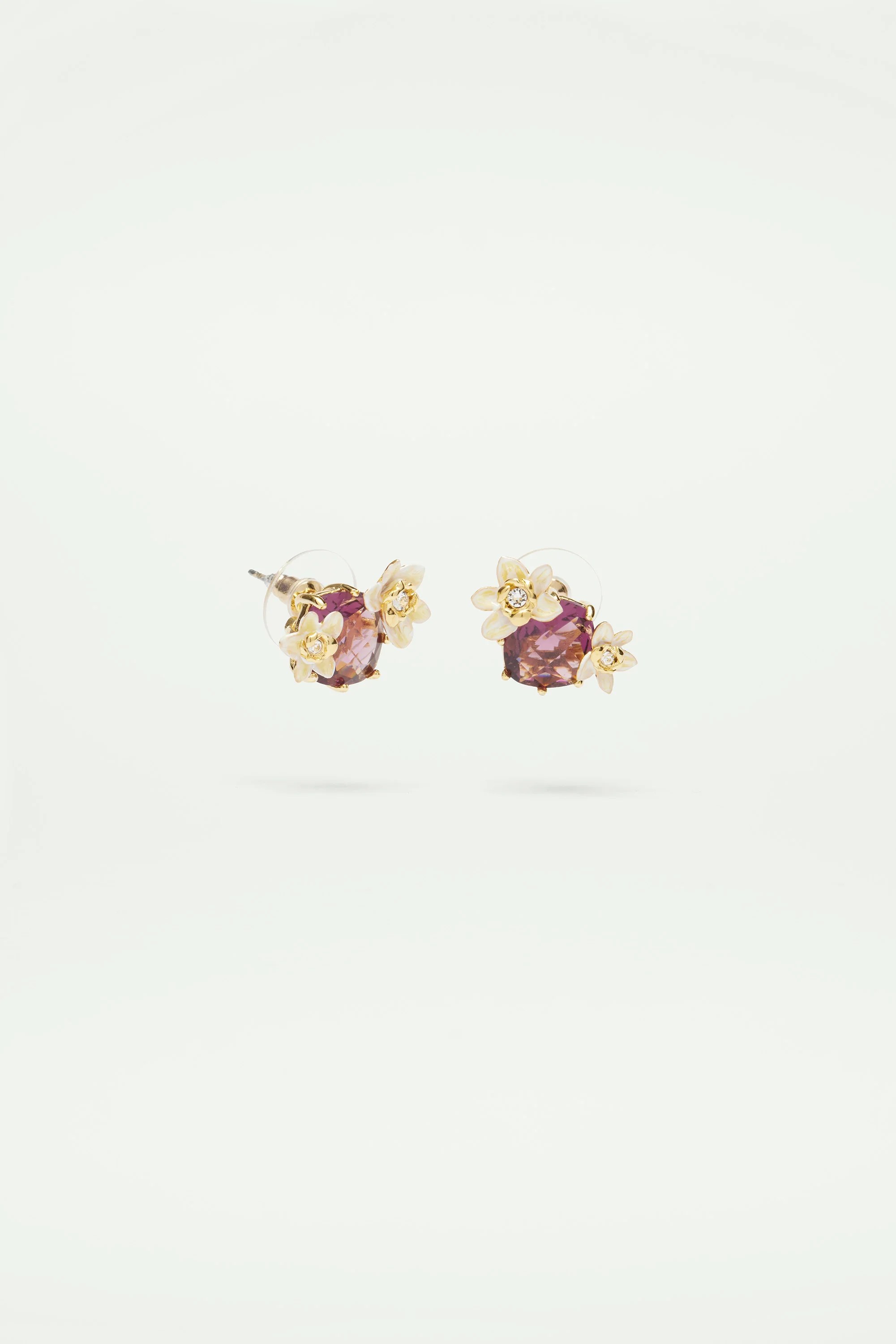 Boucles d'oreilles Fleurs de vanille et verre facetté - Image 2