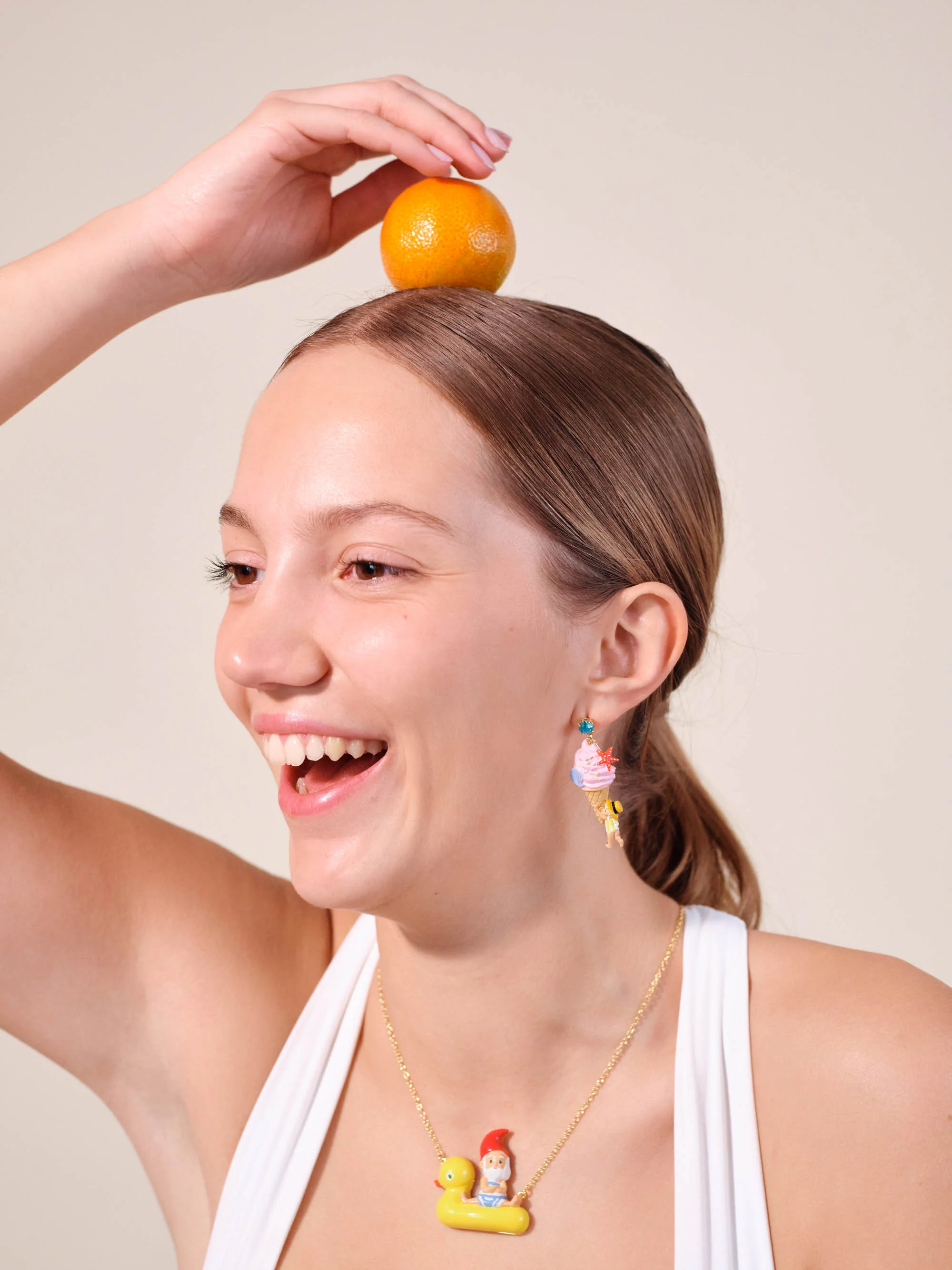 Boucles d'oreilles glace à l'italienne, coquillage et nain de jardin - Image 2