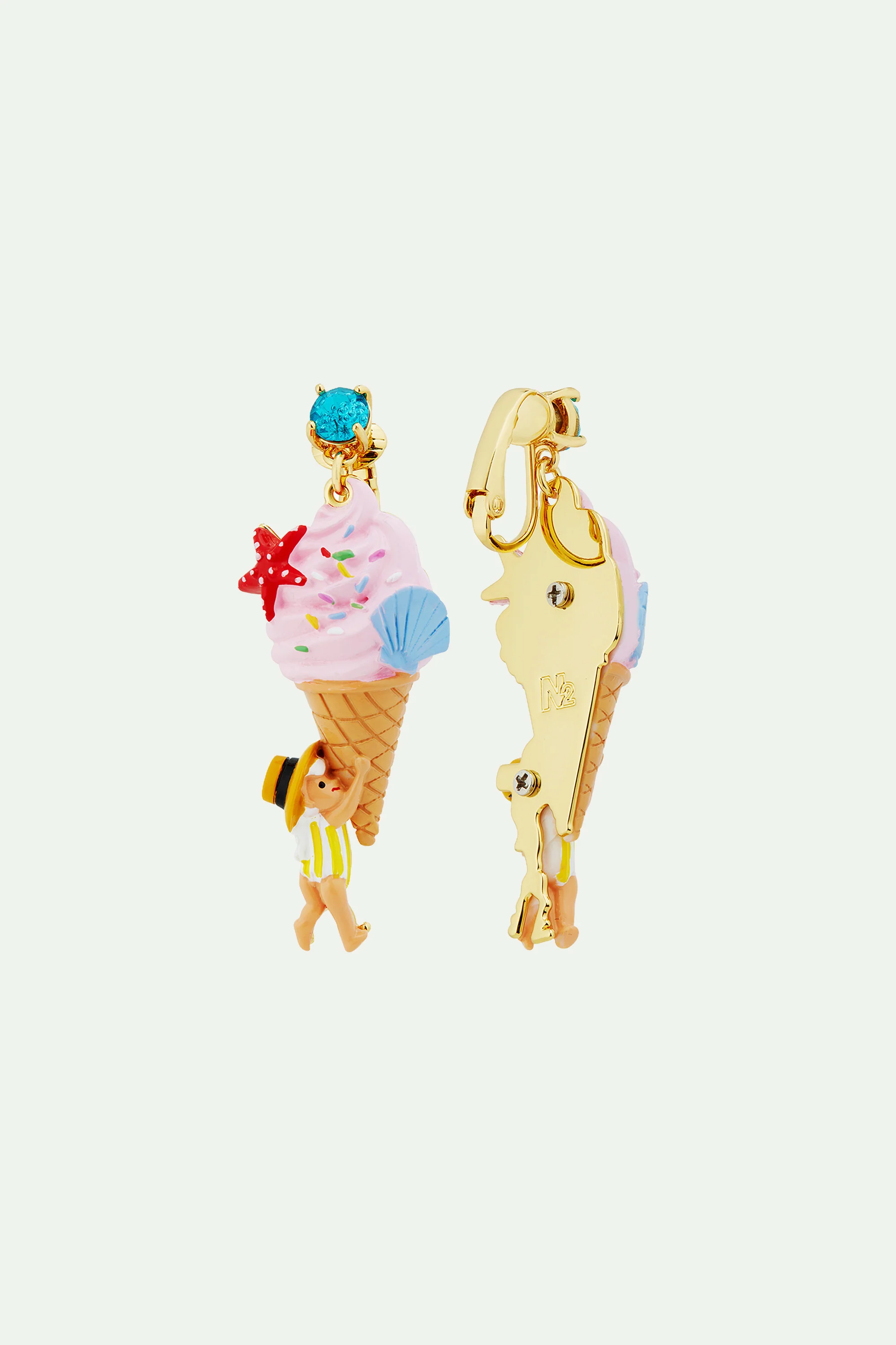 Boucles d'oreilles glace à l'italienne, coquillage et nain de jardin - Image 5