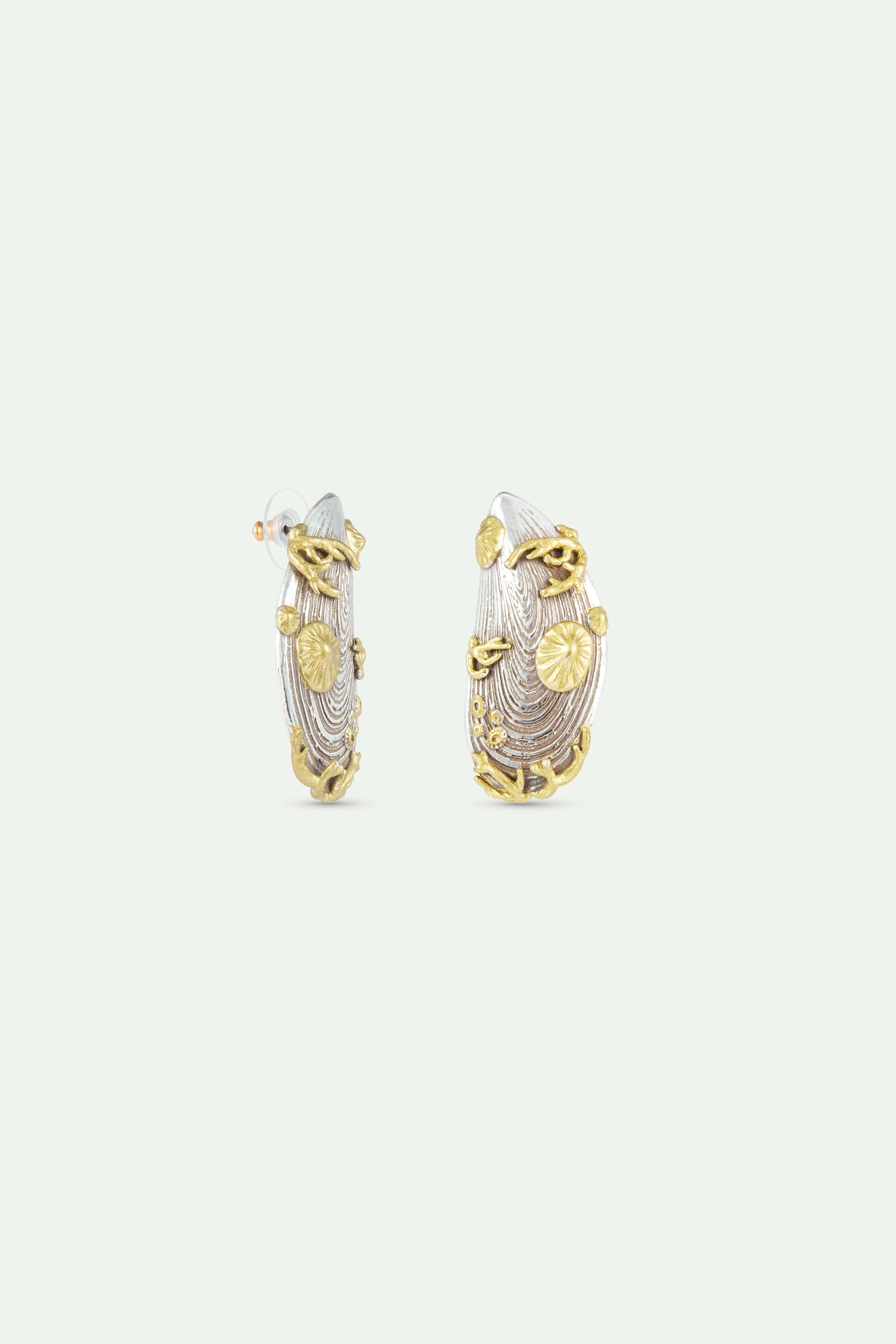 Boucles d'oreilles moule argentée et dorée - Image 3