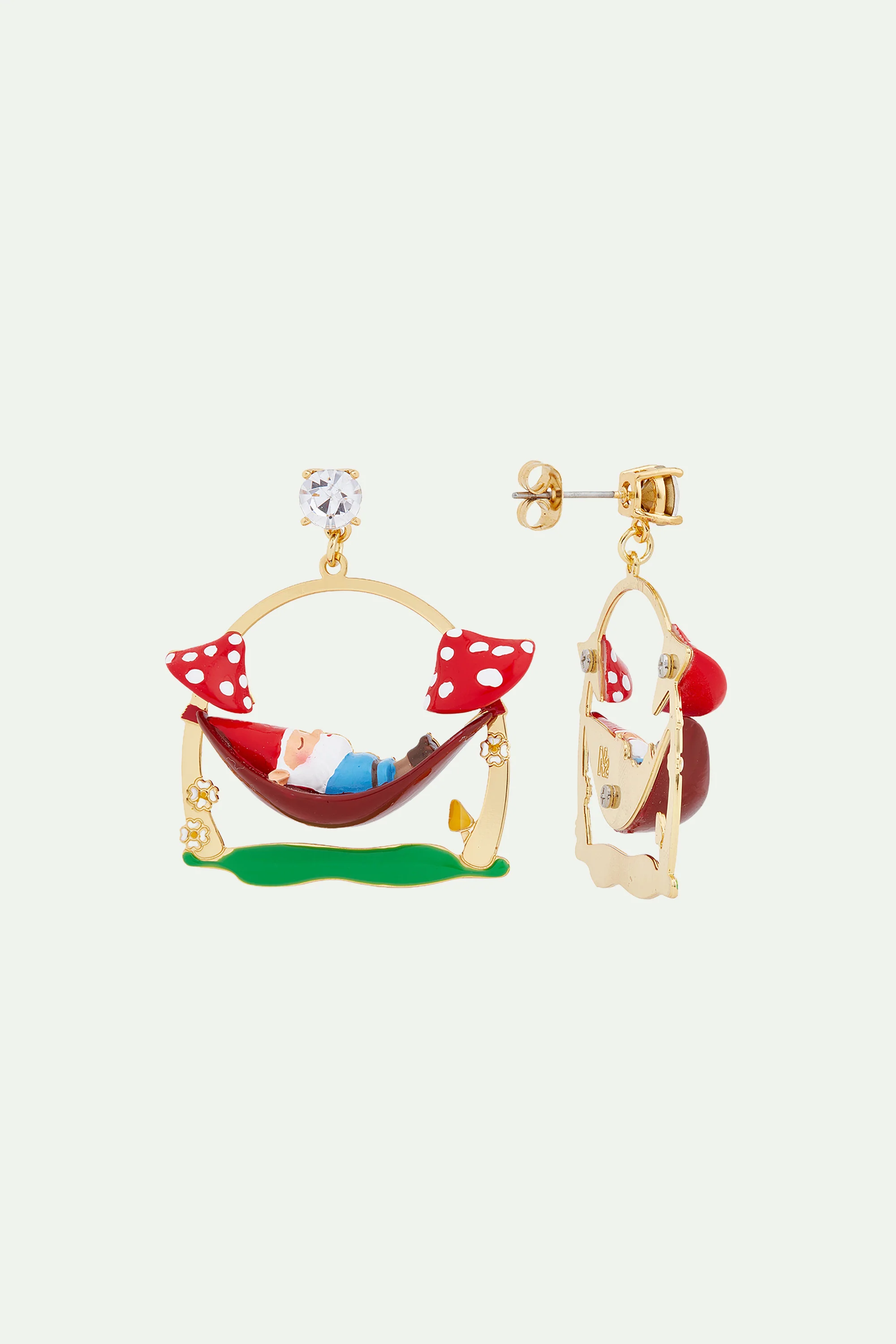Boucles d'oreilles nain de jardin sur son hamac - Image 2