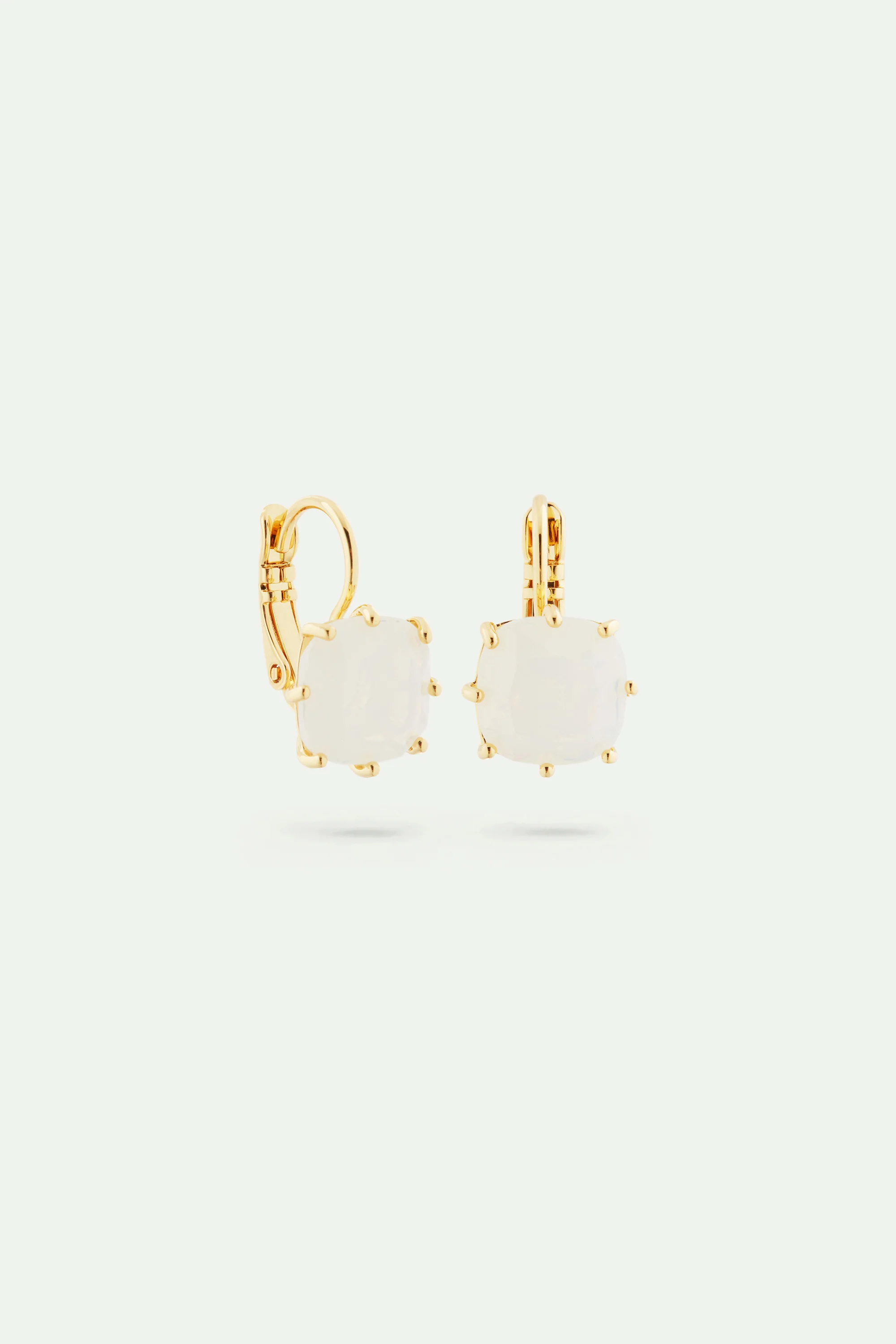 Boucles d'oreilles pierre carrée La Diamantine blanc opalescent - Image 4