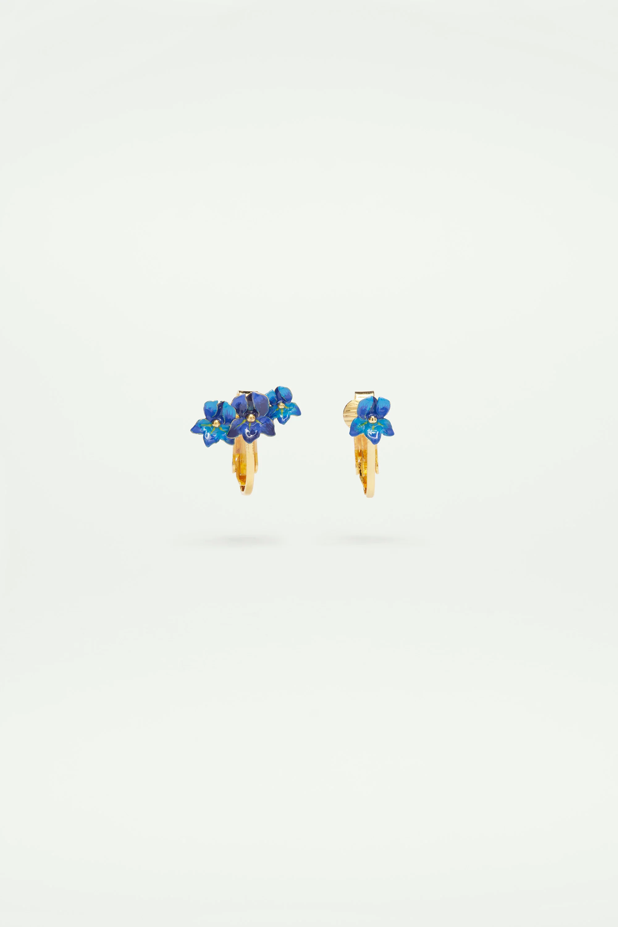 Boucles d'oreilles puces asymétriques Iris de Sibérie
