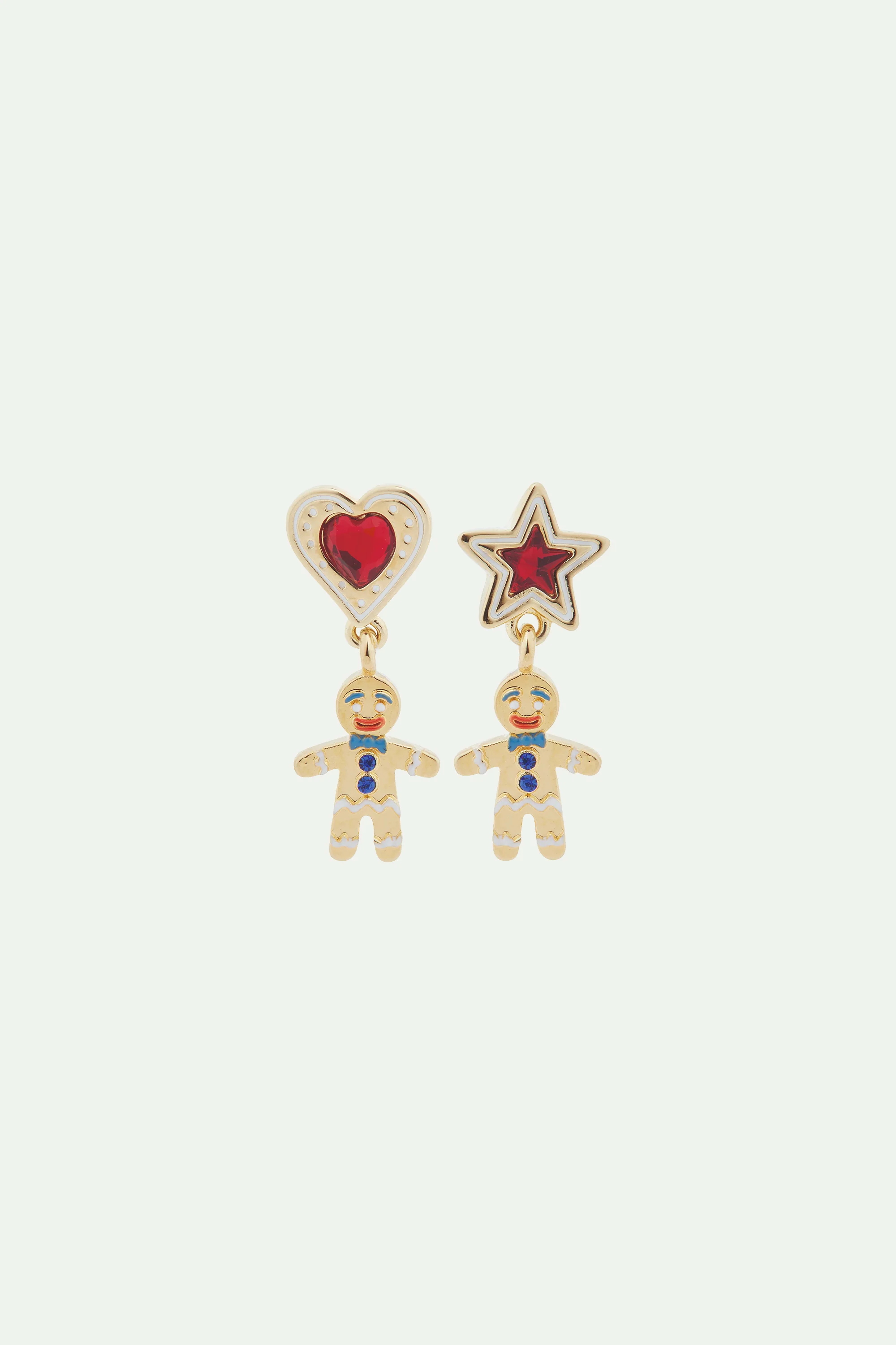 Boucles d'oreilles tiges asymétriques biscuit de Noël