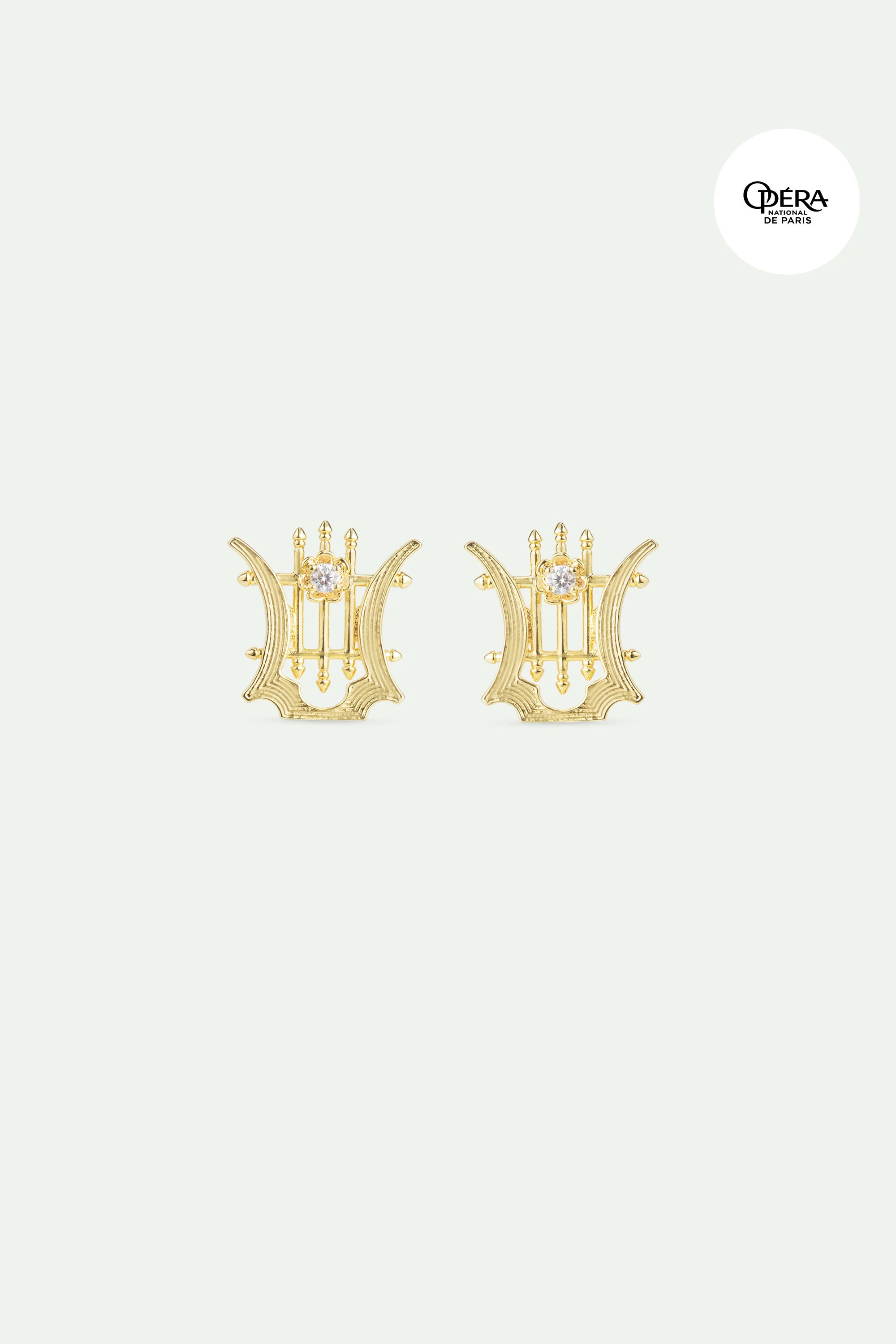 Boucles d'oreilles tiges dorées Lyre