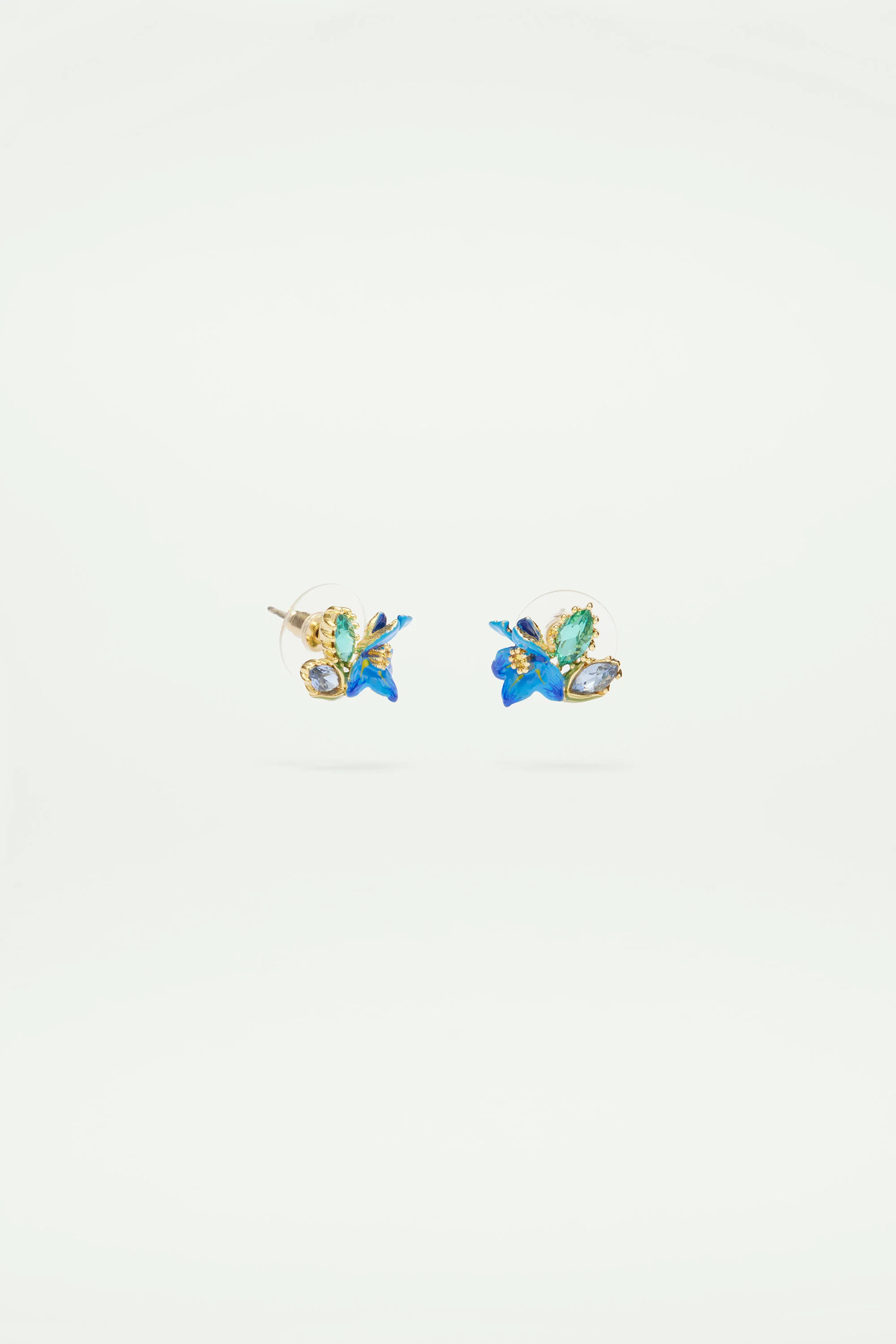 Boucles d'oreilles tiges Iris de Sibérie et cristaux facettés - Image 2