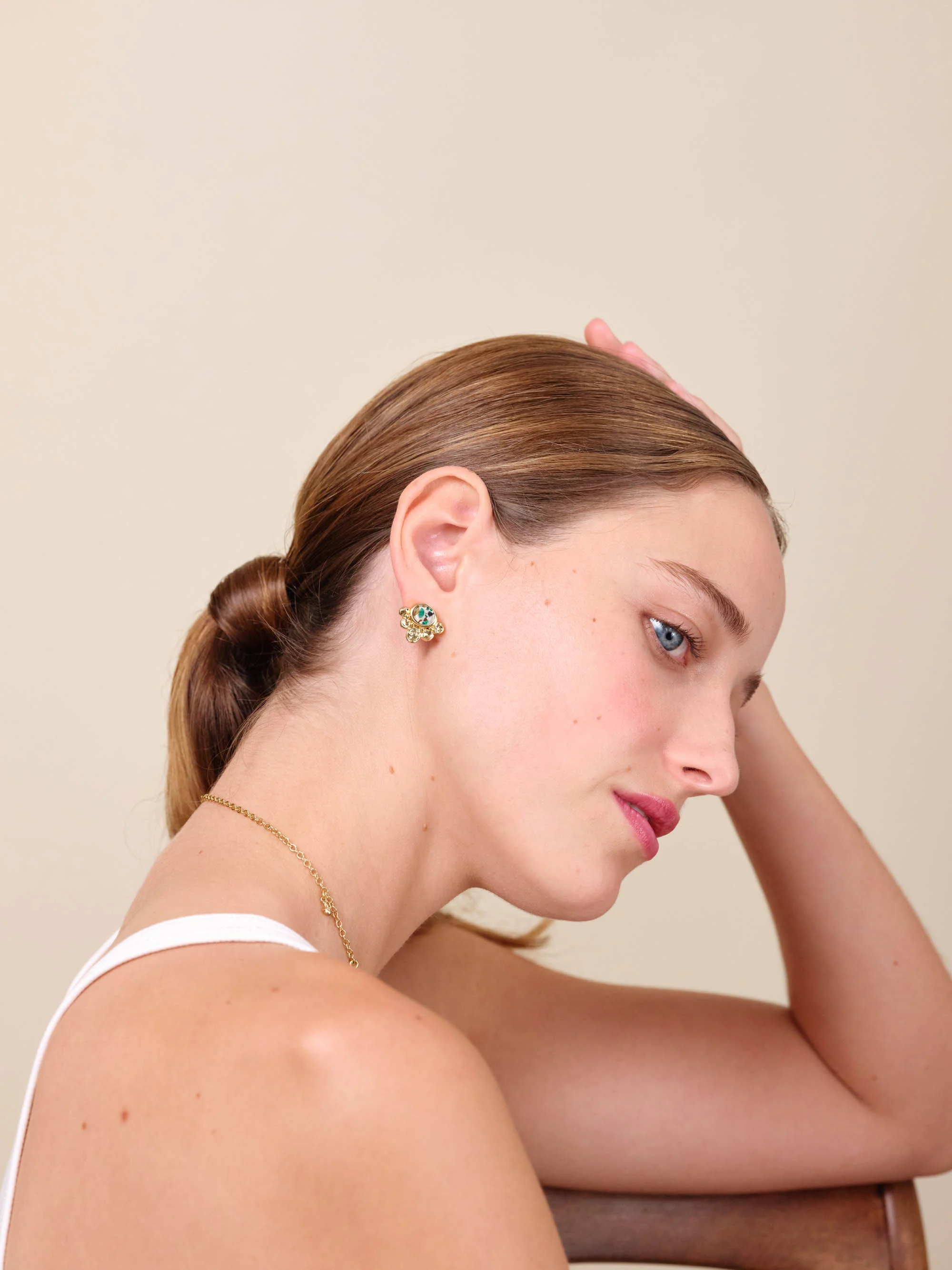 Boucles d'oreilles tiges terrazzo - Image 2