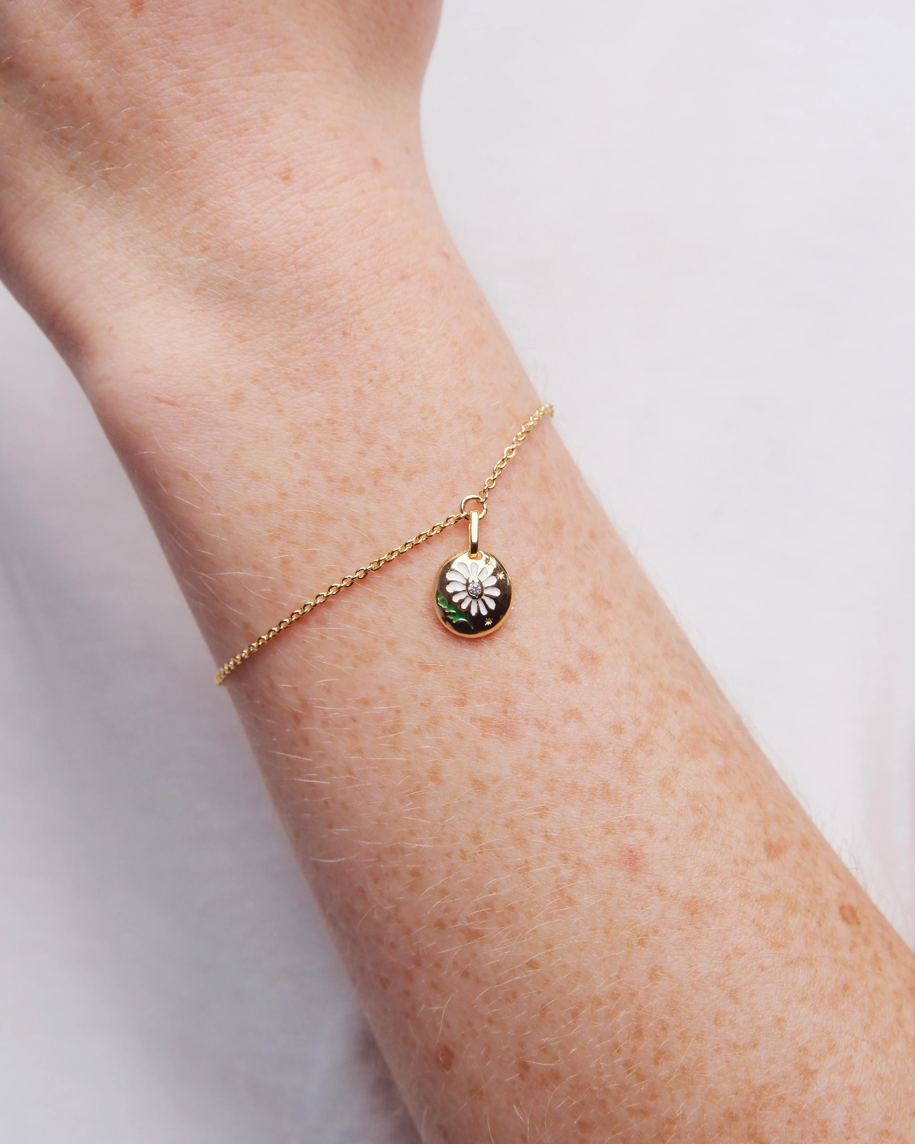Bracelet fin médaillon marguerite - Image 2