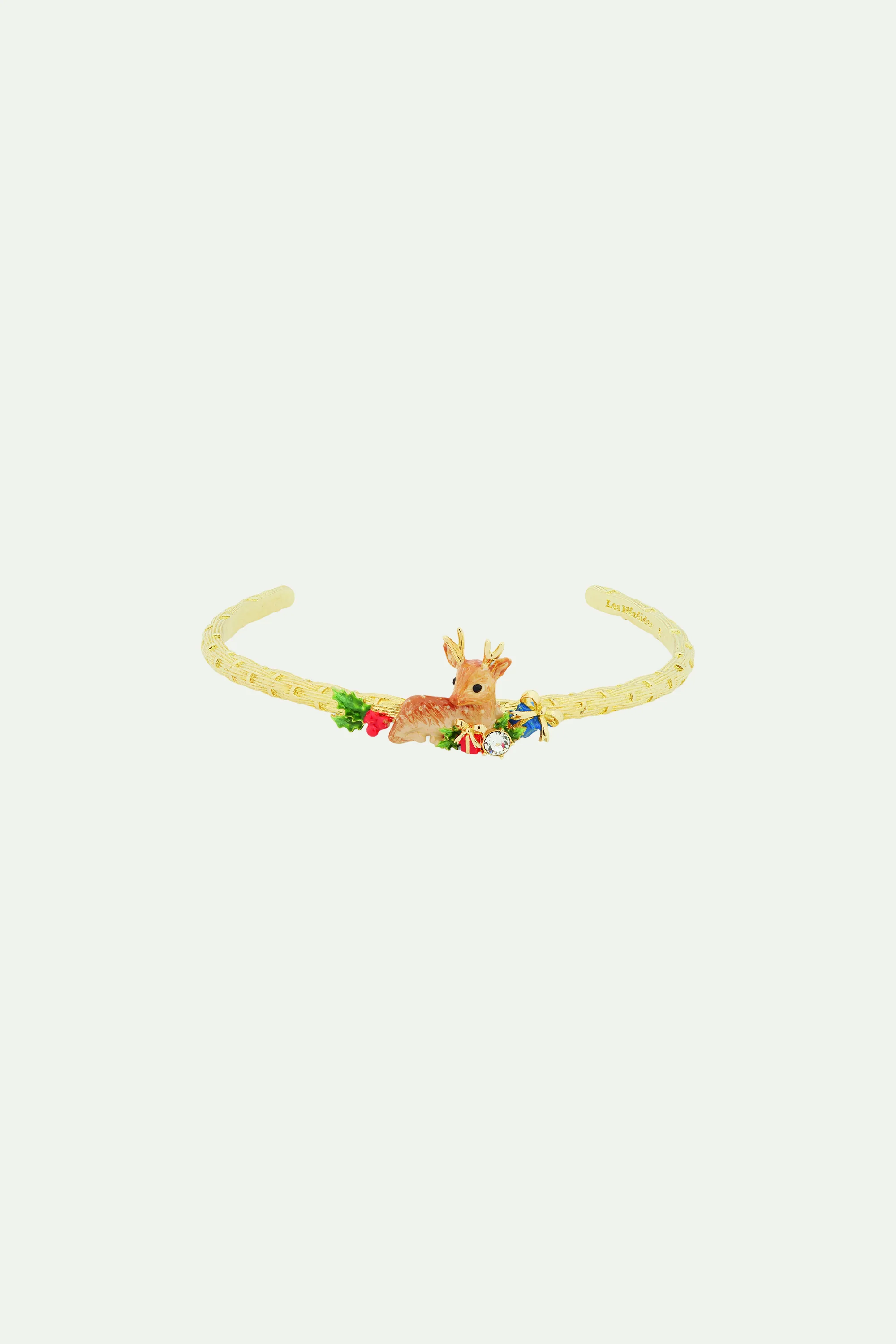 Bracelet jonc faon et houx de Noël