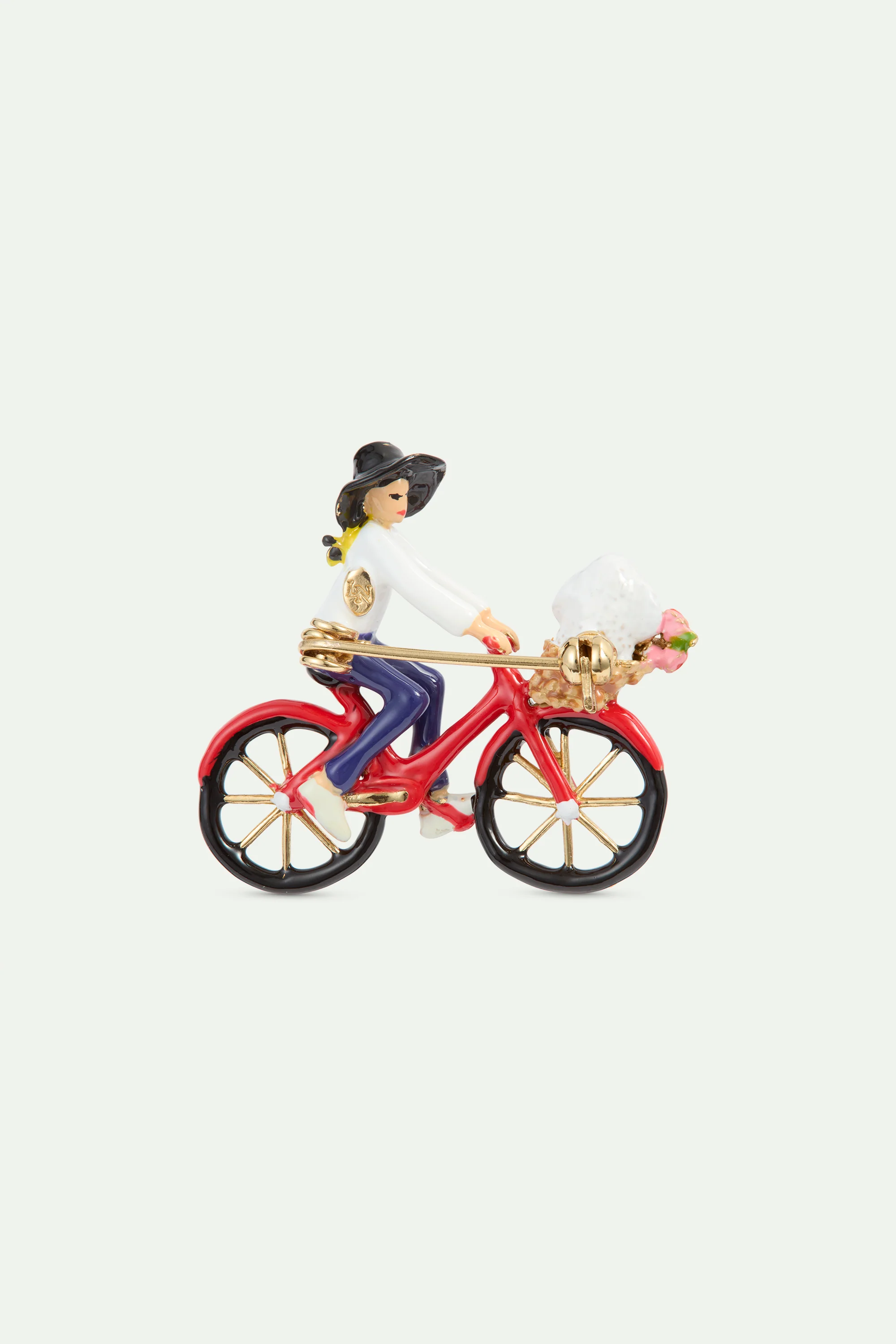 Broche vélo, caniche et bouquet de fleurs - Image 2