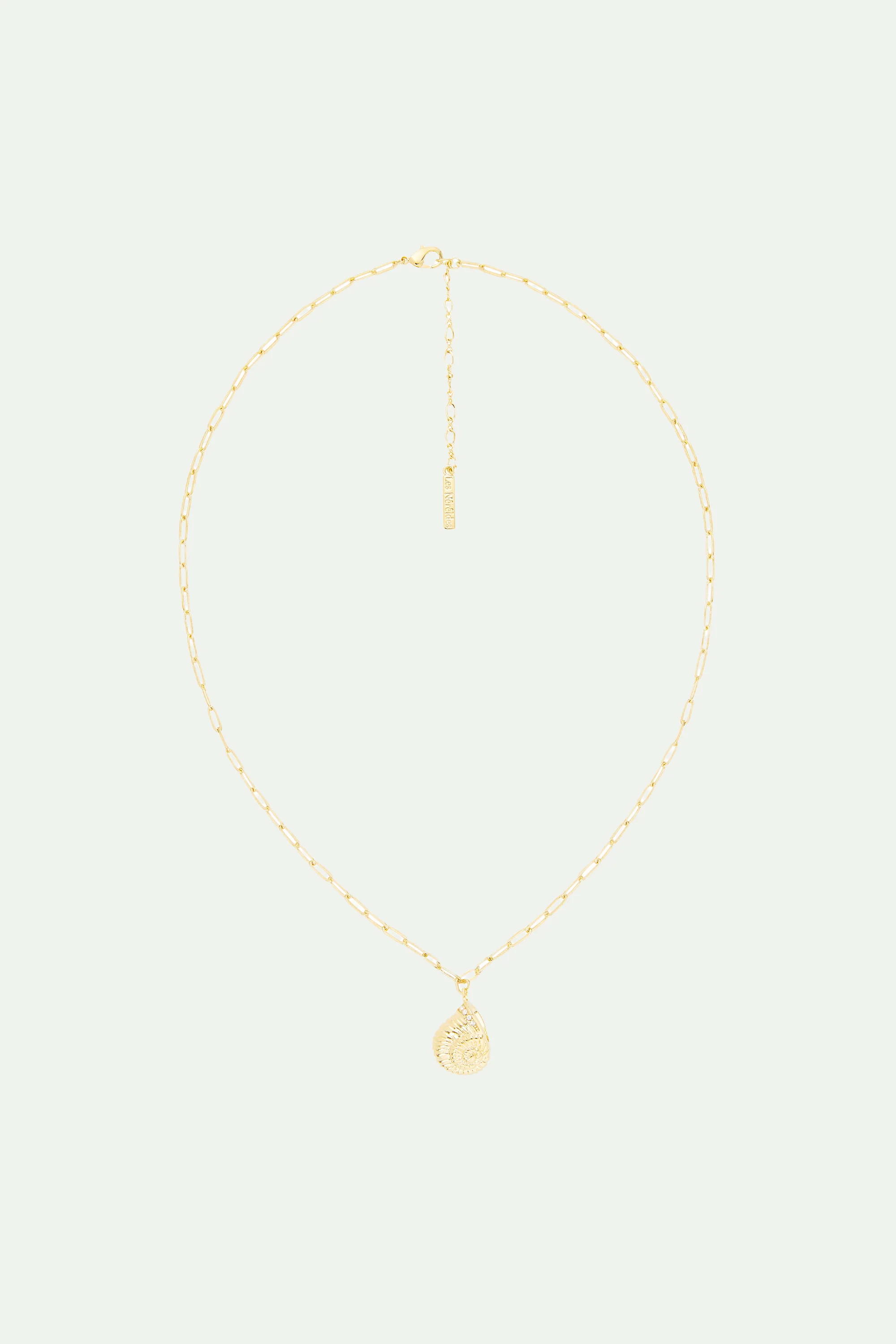 Collier chaîne maille rectangle et escargot doré - Image 2