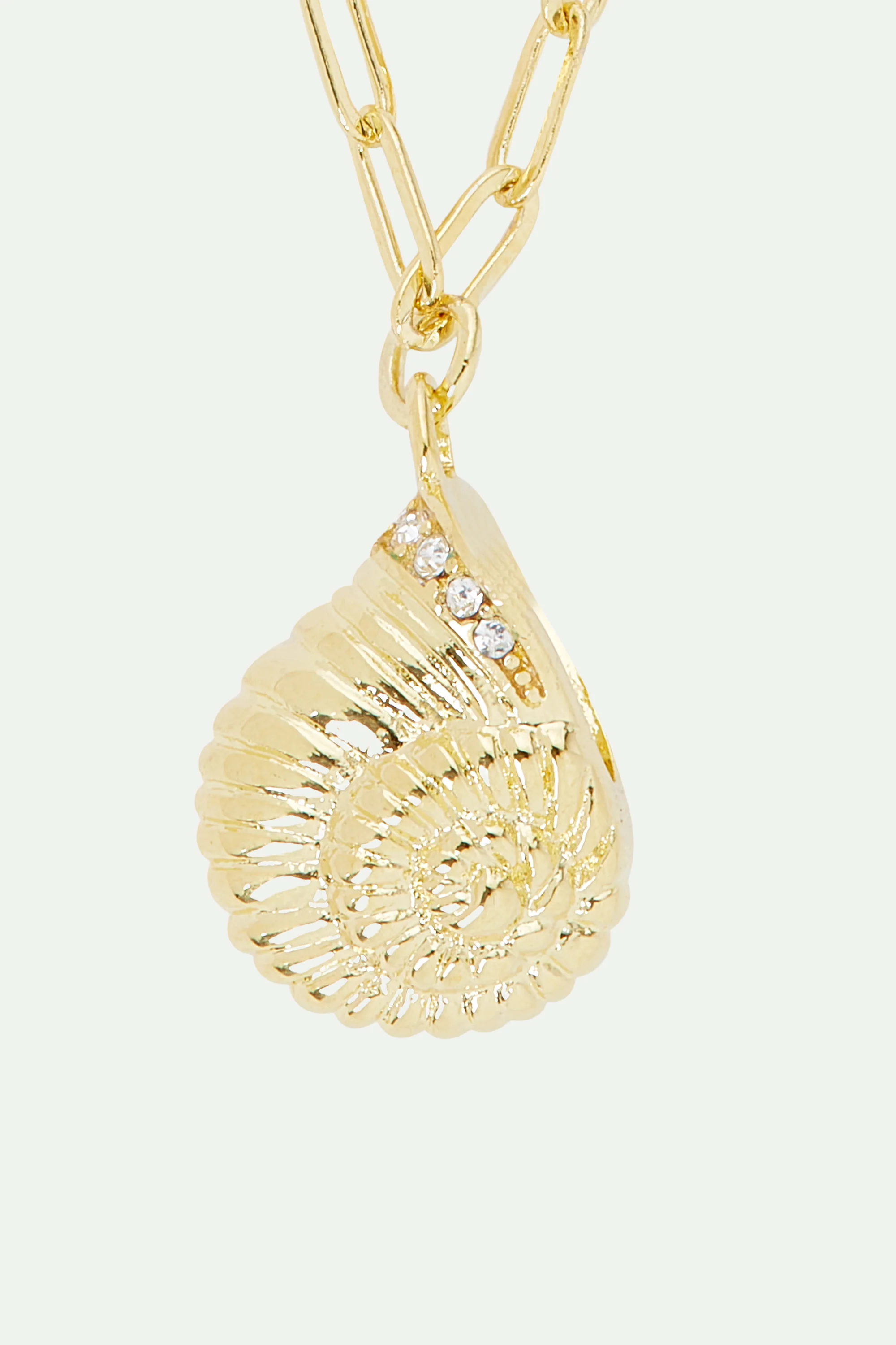 Collier chaîne maille rectangle et escargot doré - Image 3