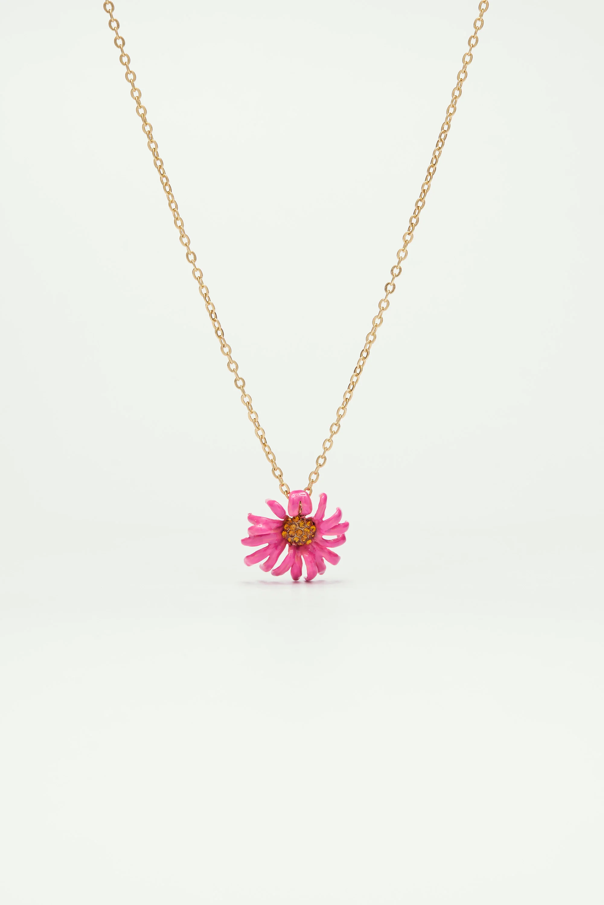 Collier pendentif fleur echinacée pourpre
