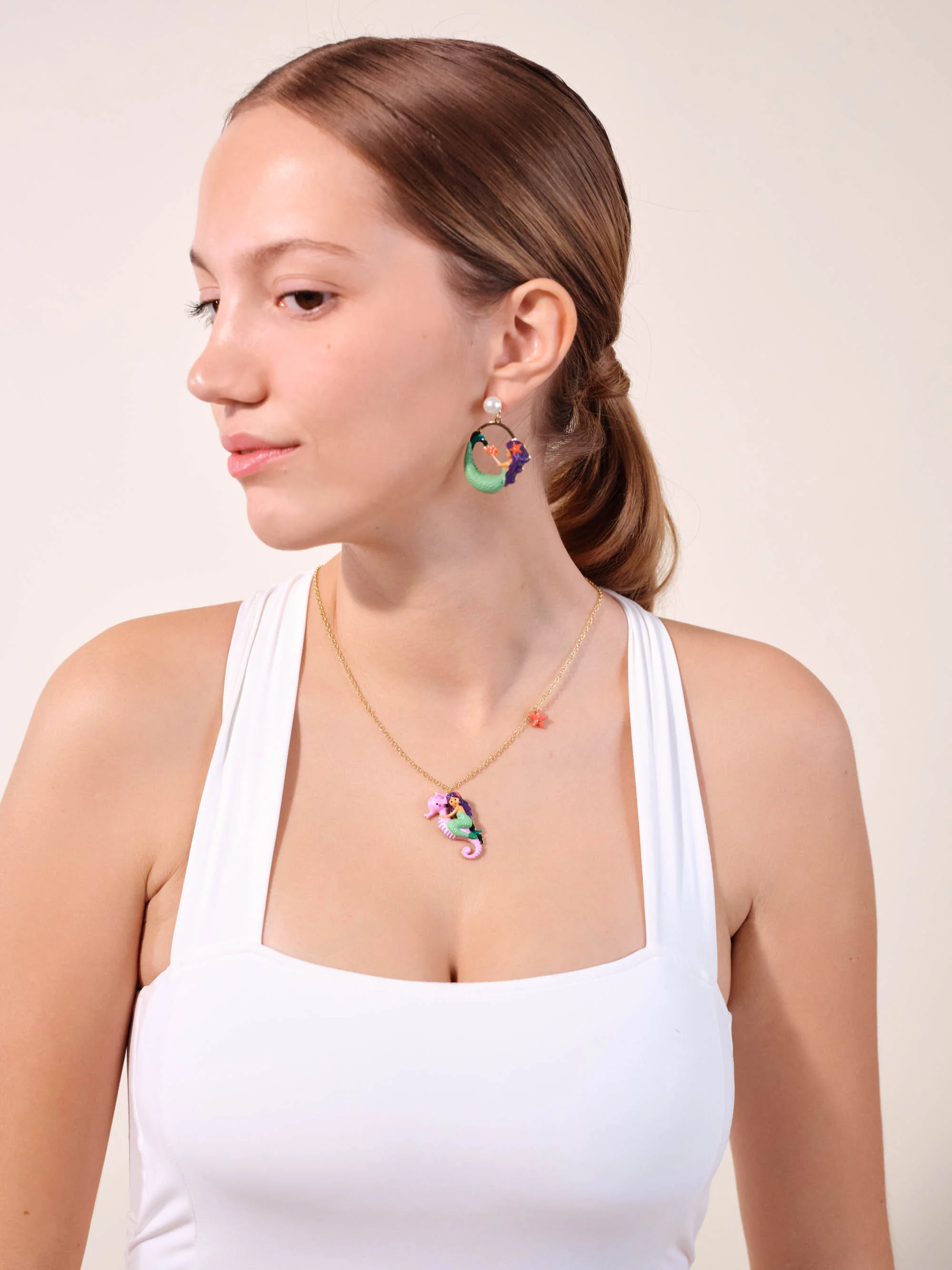 Collier pendentif sirène et hippocampe - Image 2