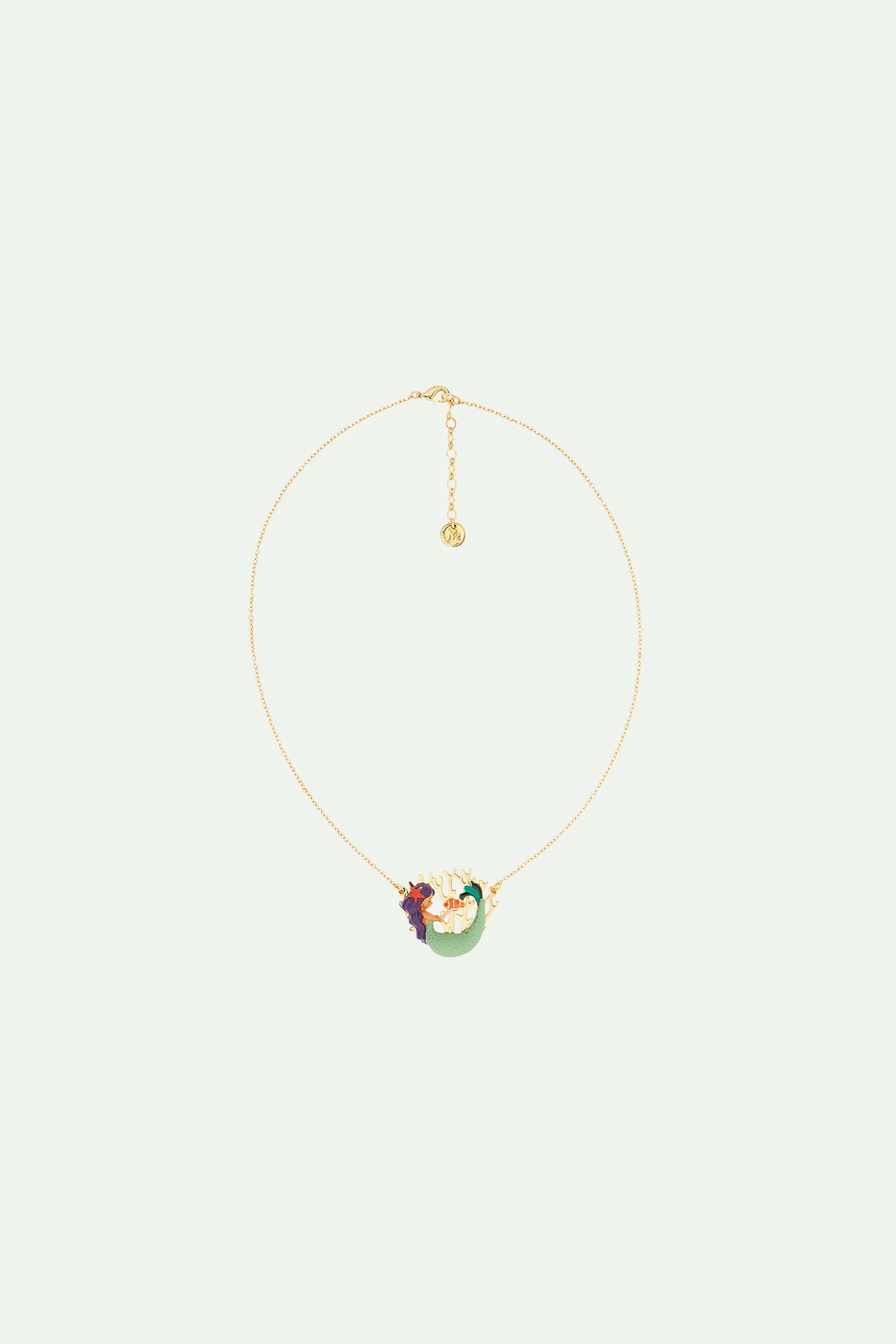 Collier plastron sirène et corail doré - Image 3