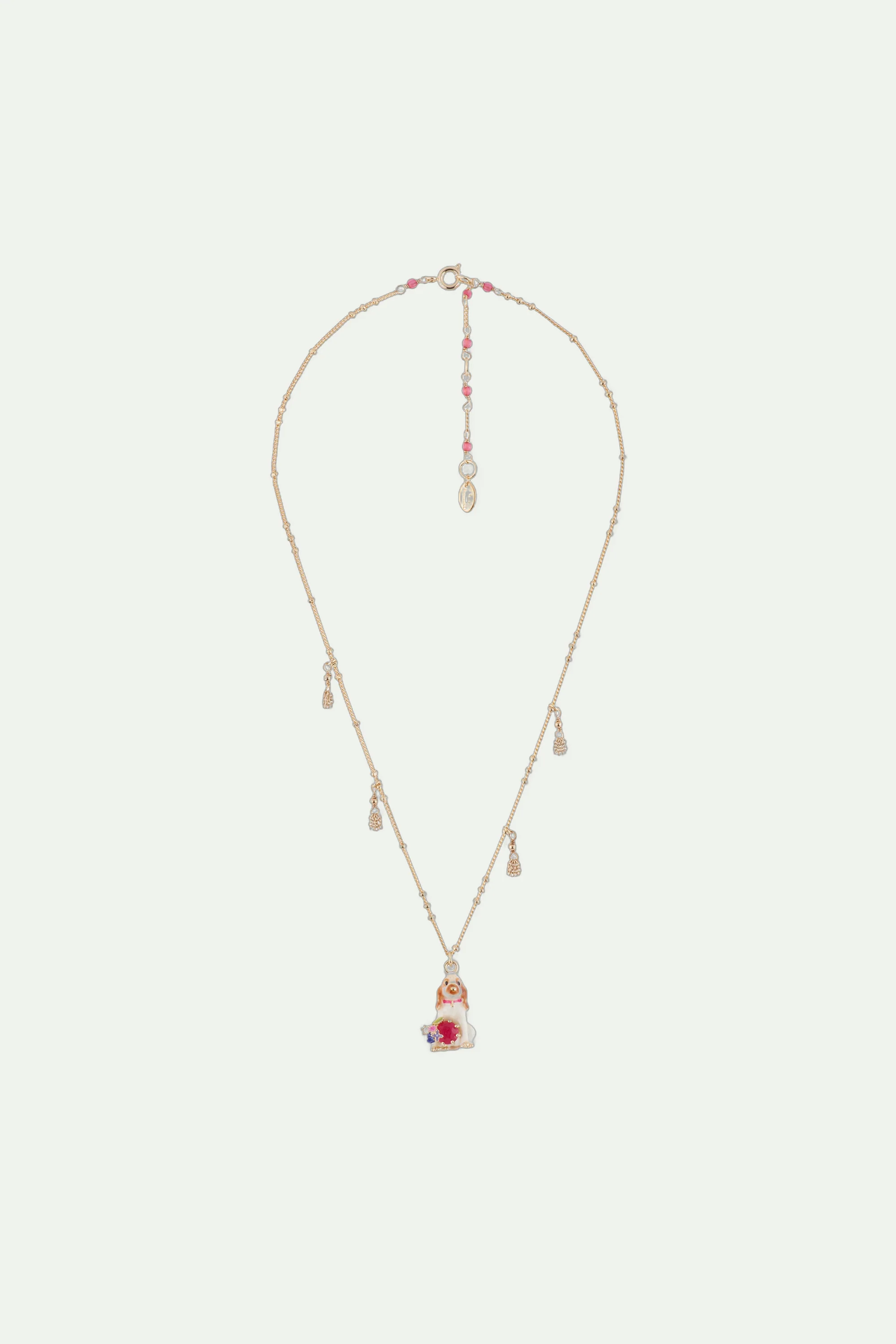 Necklace 40+5cm LES NEREIDES LOVES ANIMALS Cocker & blue stone DOG