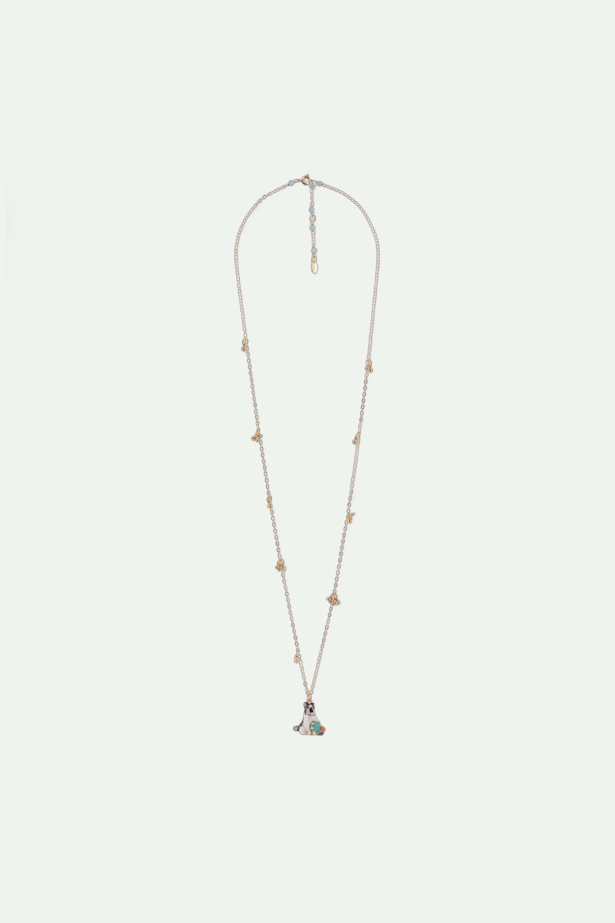 Necklace 70+5cm LES NEREIDES LOVES ANIMALS Dog & blue stone DOG
